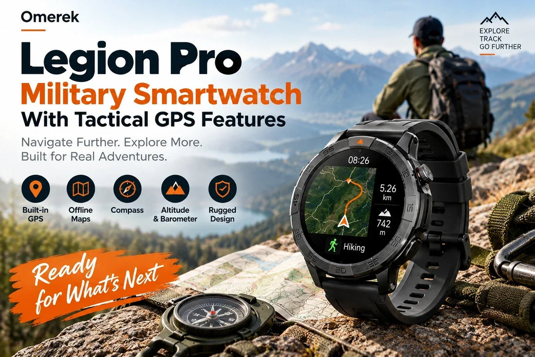 Legion Pro military smartwatch with tactical GPS features for hiking, offline maps, compass and rugged outdoor navigation