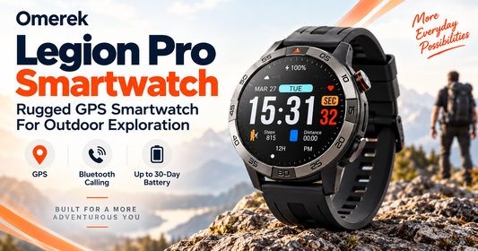 Omerek Legion Pro rugged GPS smartwatch for outdoor exploration with GPS, Bluetooth calling and long battery life