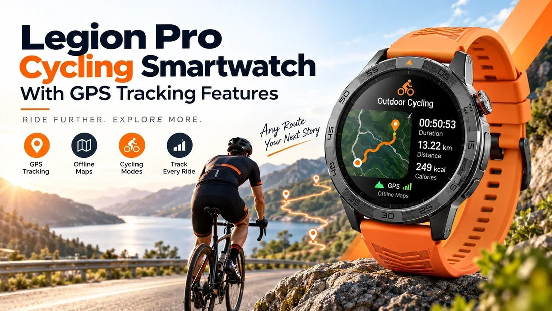 Legion Pro smartwatch for cycling with GPS tracking, offline maps, and outdoor ride data