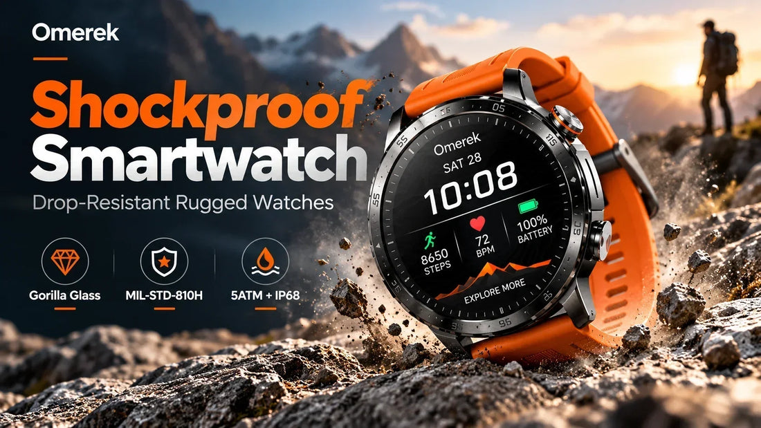 Shockproof smartwatch Legion Pro on rugged terrain with Gorilla Glass, MIL-STD-810H and 5ATM IP68 protection