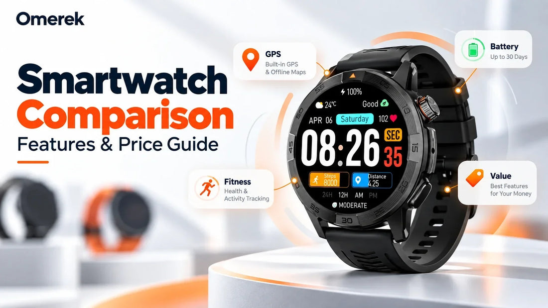 Smartwatch comparison features and price guide with GPS, battery, fitness tracking, and value highlights