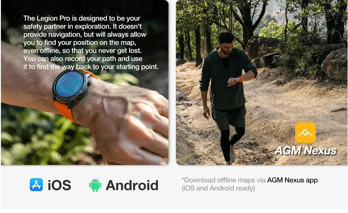 Legion Pro smartwatch offline maps on iOS and Android